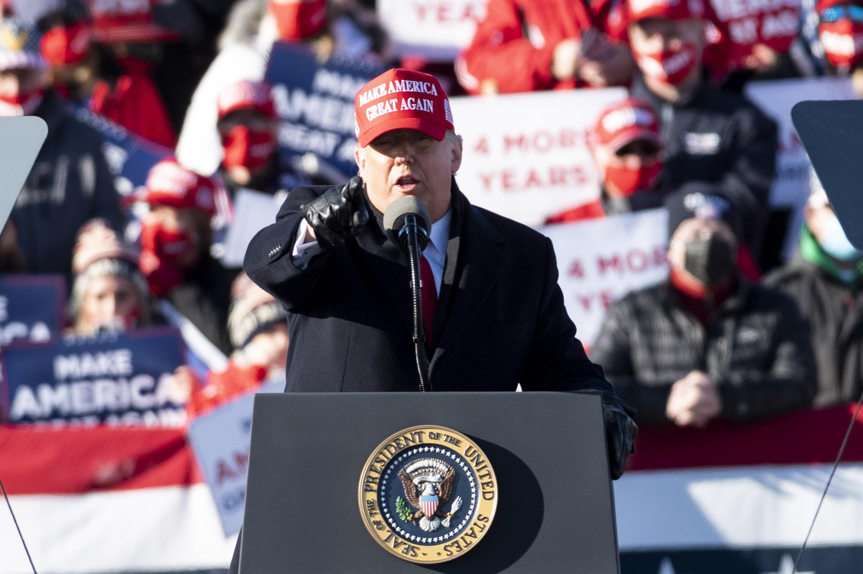El presidente saliente de EEUU, Donald Trump, durante un acto de campaña en Pennsylvania. Fuente: Europa Press.