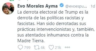 Mensaje de Evo Morales sobre el fracaso de Trump