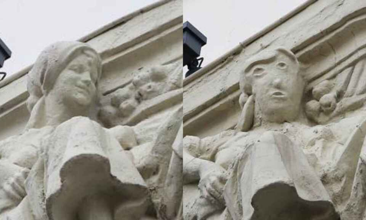 El antes y el después de la fachada del edificio emblemático de Palencia.