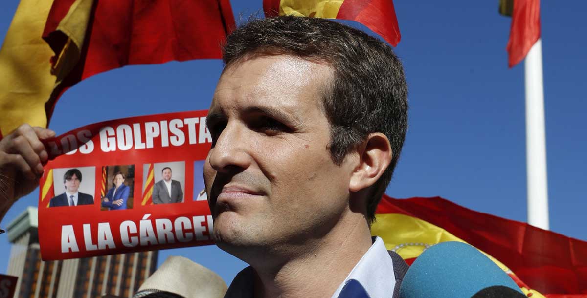 Pablo Casado en la concentración convocada por la Fundación para la Defensa de la Nación Española (Denaes). 