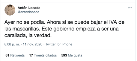 Antón Losada sobre las mascarillas Antón Losada sobre las mascarillas