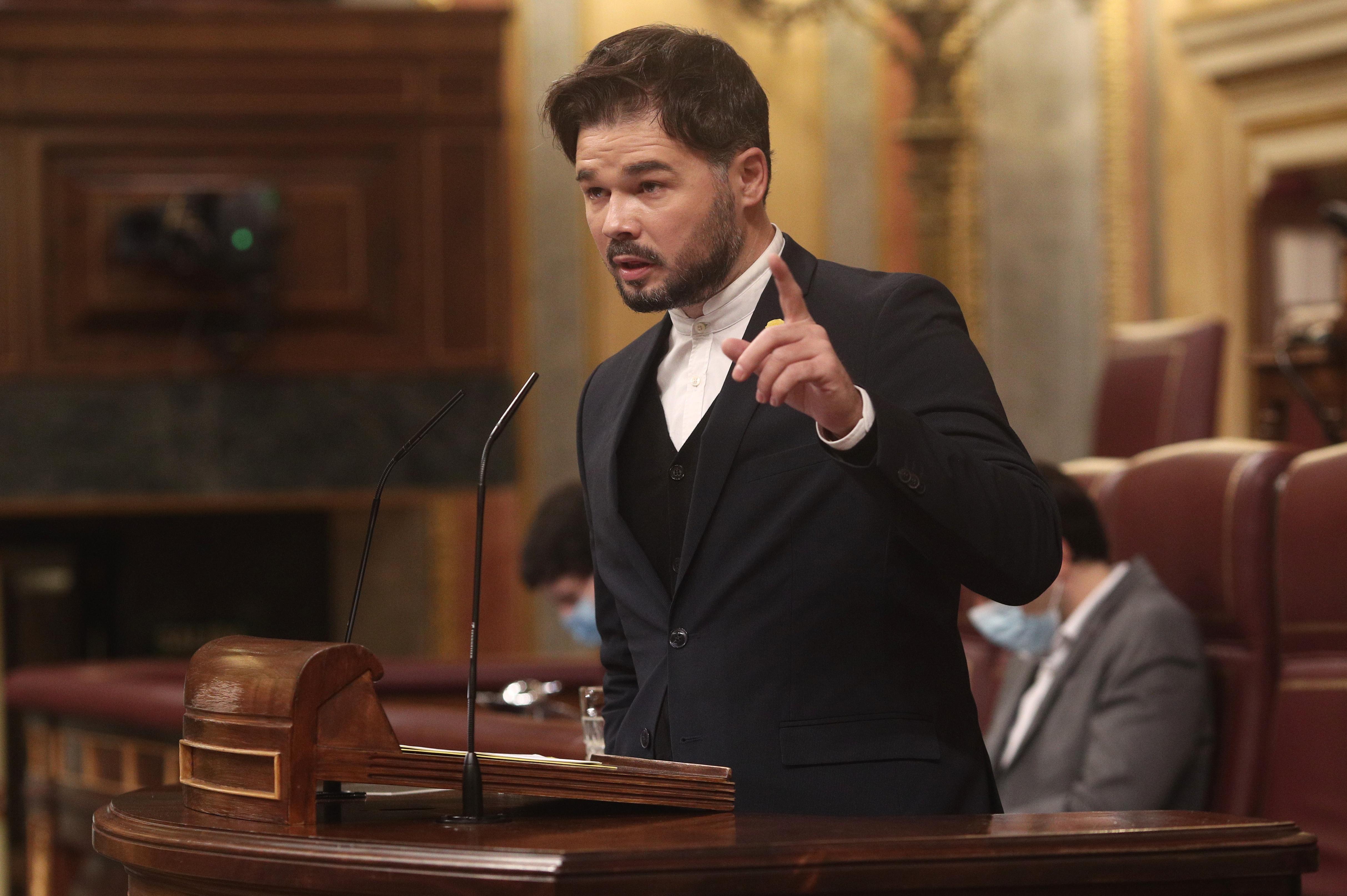 El portavoz de ERC, Gabriel Rufián, durante la segunda sesión del debate de los Presupuestos Generales del Estado. Europa Press.