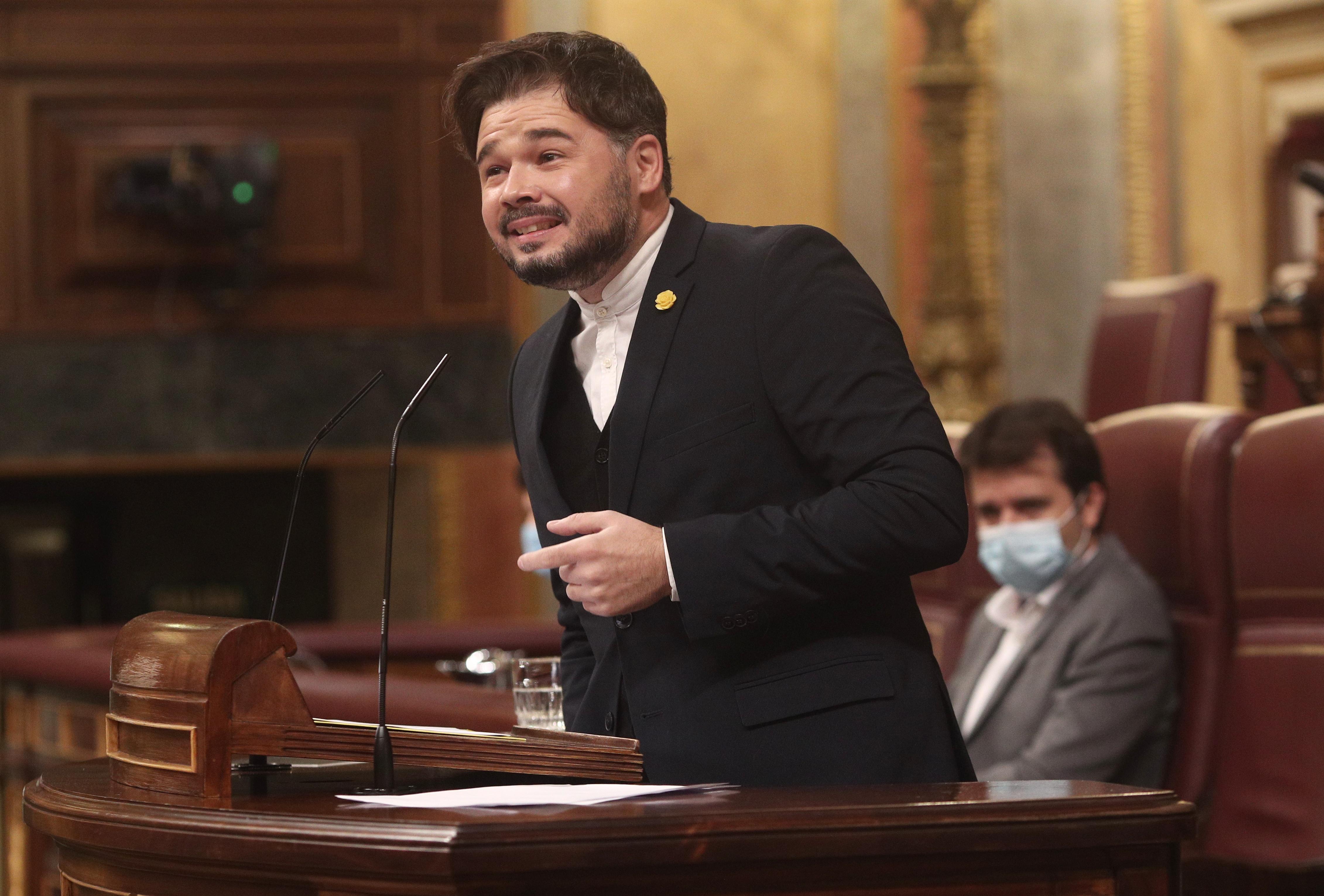 El portavoz de ERC en el Congreso, Gabriel Rufián, interviene en el Congreso de los Diputados durante la segunda jornada del debate de los Presupuestos Generales