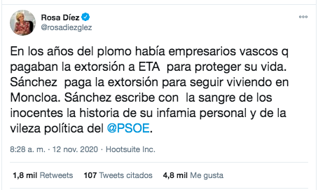 Tuit Rosa Díez sobre Pedro Sánchez y PSOE