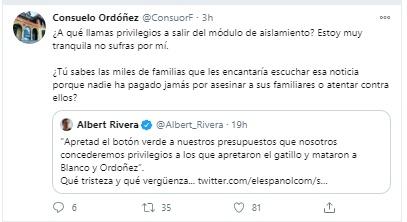 Mensaje de Consuelo Ordóñez a Albert Rivera Mensaje de Consuelo Ordóñez a Albert Rivera