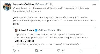 Mensaje de Consuelo Ordóñez a Albert Rivera